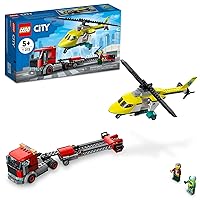 LEGO City Great Vehicles Rescue Helicopter Transport Building Kit 60343, with Toy Truck and Toy Helicopter, Pretend Play Vehicle Toys with Minifigures for Kids, Boys and Girls 5 Plus Years Old