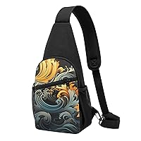 Sling Bag Crossbody for Women Fanny Pack Hawaiian Pattern Chest Bag Daypack for Hiking Travel Waist Bag
