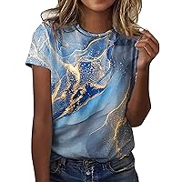 Womens Summer Tops Casual T Shirts Fashion Graphic Tees Crewneck Short Sleeve Blouses Trendy Tunics Plus Size Tops