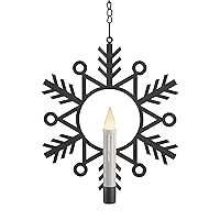 CW1500A Battery Powered Metal Snowflake Window Wreath with Warm White Flickering Flameless Candle Light and Automatic Timer, Black and White, Single