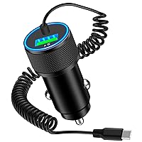 [Apple MFi Certified] iPhone 15 Car Charger Fast Charging, KASHIMURA 75W USB-C PD&QC3.0 Power Cigarette Lighter USB Car Charger+6FT Type-C Coiled Cable for iPhone 15/15 Plus/15 Pro/15 Pro Max/iPad Pro