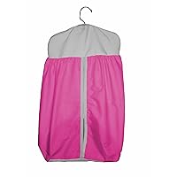 Bedding Solid Two Tone Crib Diaper Stacker, Hot Pink/Grey