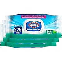 Clorox Disinfecting Wipes, Bleach Free Cleaning Wipes, Household Essentials, Fresh Scent, Moisture Seal Lid, 75 Wipes, Pack of 3 (New Packaging)