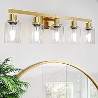 5 Light Gold Bathroom Vanity Light, Gold Bathroom Light Fixtures, 31