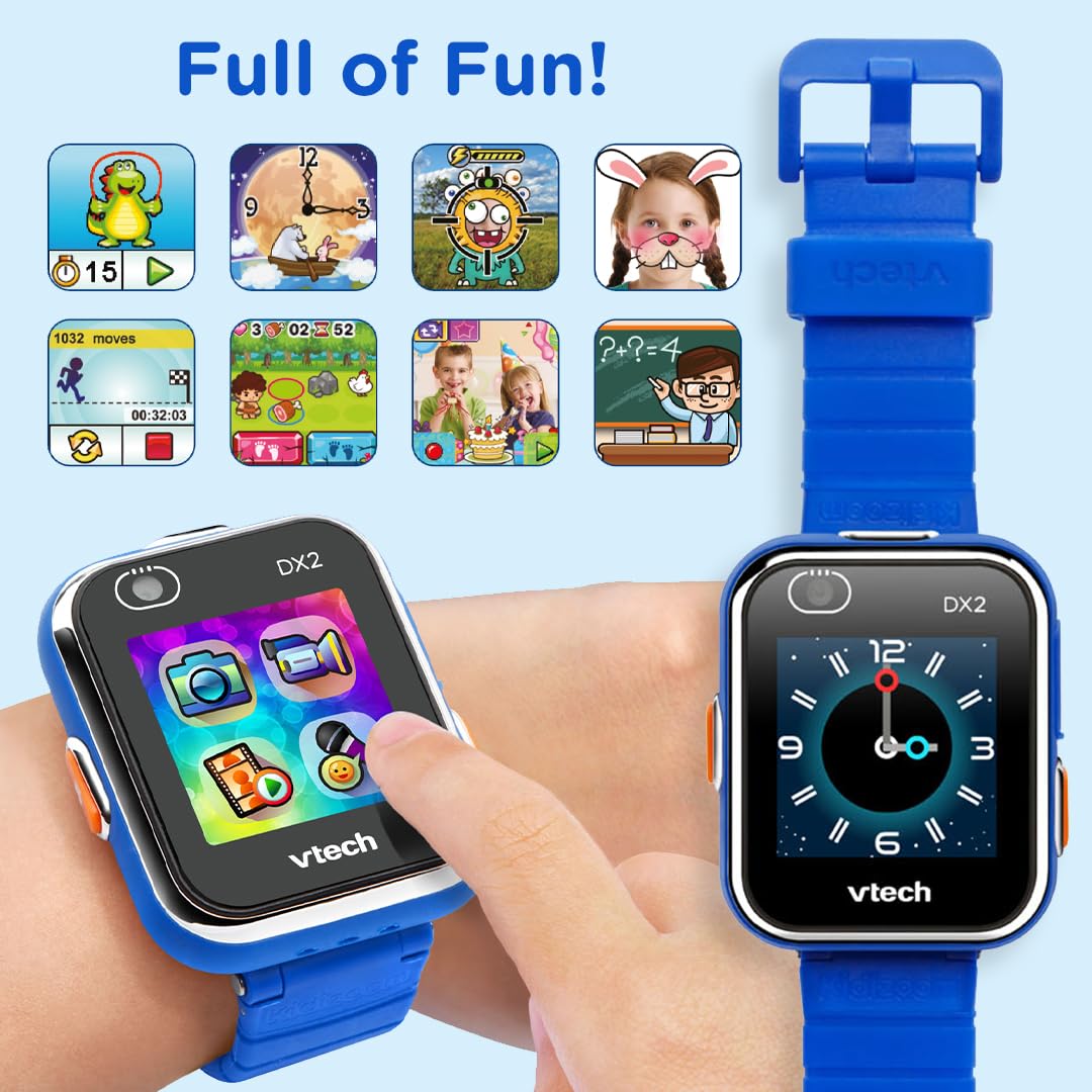 VTech Kidizoom Smart Watch DX2, Blue Watch for Kids with Games, Camera for Photos & Videos, Colour Screen, Photo Effects & More, for Infants aged 4, 5, 6, 7 + years
