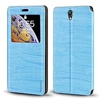 Lenovo Vibe S1 Case, Wood Grain Leather Case with Card Holder and Window, Magnetic Flip Cover for Lenovo Vibe S1
