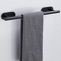 Towel Bar Self Adhesive Wall Mounted Stainless Steel Rustproof Polished Bathroom Kitchen No Drill Matte Modern Decoration Rack Hardware Hanger Chrome (Black)