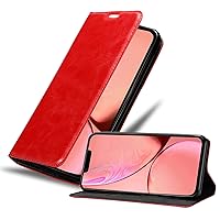 Book Case Compatible with Apple iPhone 13 PRO MAX in Apple RED - with Magnetic Closure, Stand Function and Card Slot - Wallet Etui Cover Pouch PU Leather Flip