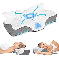 Cervical Pillow for Neck Pain Relief - Neck Pillows for Pain Relief Sleeping - Ergonomic Pillow for Neck and Shoulder Pain - Memory Foam Pillows for Side Back Stomach Sleeper - White, Firm