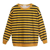 Long Sleeve Compression Shirt Autumn Winter Round Neck Stripe Sweatshirt Pullover Tops Long Sleeved