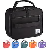 Genteen Insulated Soft Lunch Bag With Double Zipper - Sturdy, Freezable and Reusable for Kids, Men - For School, Work, Outdoor (Black)