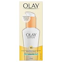 Olay Face Moisturizer Complete Daily Defense All Day Moisturizer With Sunscreen, SPF30 Sensitive Skin, 2.5 Fl Oz (Pack of 2), Packaging may vary
