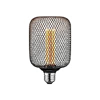 Decorative Light Bulb Black Metal Cage Cylinder Led Light Bulbs 3.5W Equivalent 20W E26 Led Bulb Base, Dimmable, Soft Warm Vintage Edison Decorative Bulb for Home Kitchen Restaurant…