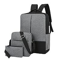 Fashion Backpack Three Piece Color Computer Business Bag Shoulder Men's Hiking Water (Grey, 30X10X41CM)