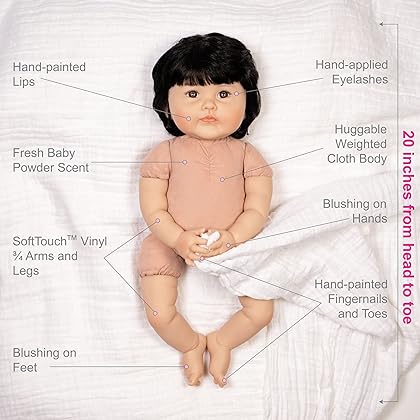 Paradise Galleries Asian Baby Doll Reborn Toddler - Kayo Hana, 20 inch Made in SoftTouch Vinyl, 6-Piece Reborn Doll Gift Set