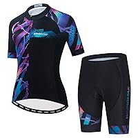 Weimostar Women's Cycling Jersey and Shorts Short Sleeve Bike Biking Shirts Full Zipper Bicycle Tops