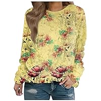 Outfits for Women,Women's Blouse Casual Long Sleeved Printed Round Neck Raglan T-Shirt Top