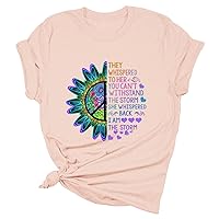 Women Faith Shirts Christian Inspirational Tshirt Sunflower Graphic Tees I Am The Storm T-Shirt Short Sleeve Tops