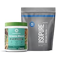 Isopure Build Your Smoothie Power Bundle Zero Carb Creamy Vanilla Protein Powder (15 Servings) and Amazing Grass Greens Blend Detox & Digest (30 Servings)