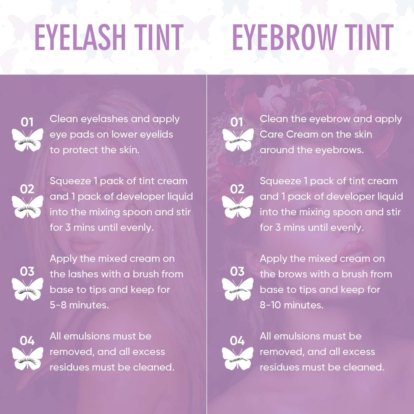 Libeauty Eyelash Black Color Kit, Semi-Permanent Hair Color Kit for Lash and Brow Cute Butterfly Disposable Individual Sachet Kit Instant Voluminous Coloring Eyebrow Colour Kit