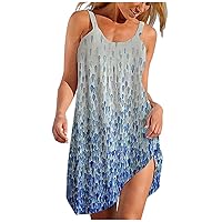 Women's Casual Dress Camisole Printed Sleeveless Backless Mini Dress Beach Dress Summer Sundress Daily Wear Streetwear(7-Navy,10) 0646