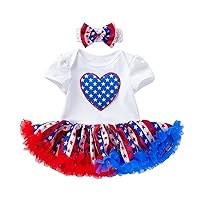 Newborn Babies Outfit Baby Girl Romper Star Tutu SkirtSequin Headband Warmers Independence 2t