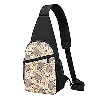 Sling Bag Crossbody for Women Fanny Pack Opossum and Roses Chest Bag Daypack for Hiking Travel Waist Bag