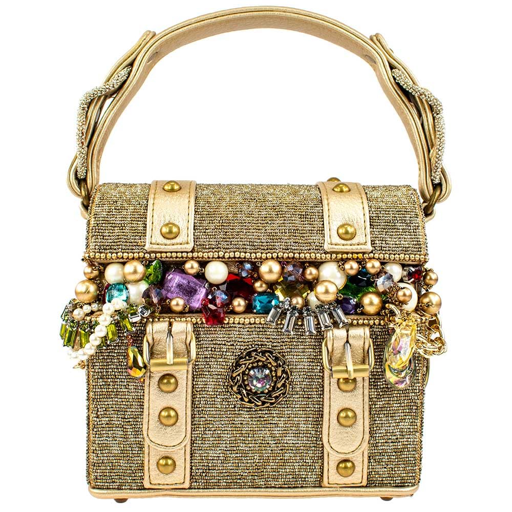 Mary Frances Secret Top Handle Treasure Chest Handbag, Gold