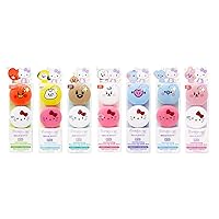 The Creme Shop Hello Kitty & BT21 Macaron Lip Balm Complete Collection: Shea Butter & Vitamin E Infused Flavored Balms for Nourishing and Soothing Lips, Made in Korea (Set of 7)