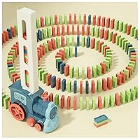 Kids Games Domino Train Toys: 180PCS Automatic Stacking Creative Game 3+ Year Old - Stem Montessori Toy for Boys 4-6 - Summer Autistic Christmas Birthday Gifts 5 6 Toddler Girls Ages 4-8
