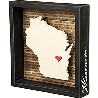 Primitives by Kathy 27799 Wanderust Inset Box Sign, 8 x 8.5-Inches, Wisconsin