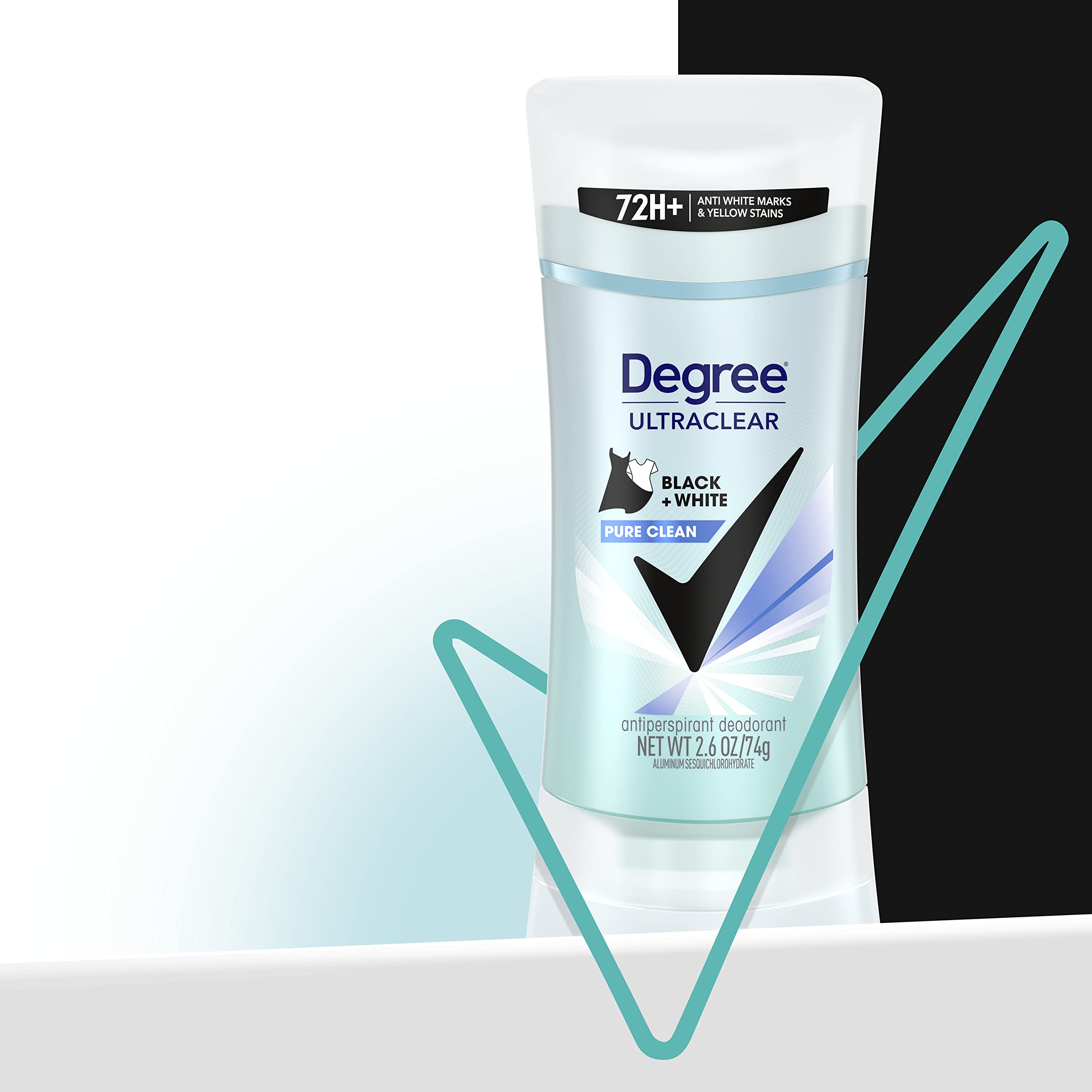 Degree Antiperspirant for Women Protects from Deodorant Stains Pure Clean Deodorant for Women 2.6 oz, Pack of 4