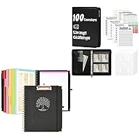 100 Envelopes Money Saving Challenge, Money Saving Binder with Zipper, 4 Levels of Difficulty in Money Saving Challenge Book, Easy and Funny Way to Money Saving with Budget Binder (Black)