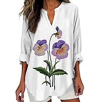 Women's Fashion V Neck Long Sleeved Purple Floral Printed Womens Oversized Knitted Sweater V Neck Blouse