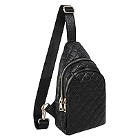 PU Leather Sling Bag for Women Quilted Crossbody Sling Backpack for Cycling Hiking Travel