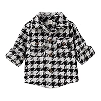 Tops for Boys Pack Shirt Coat Jacket Plaid Long Sleeve Kids Turn Down Collar Button Tops Outwear Long Sleeve