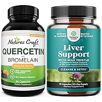 Bundle of Immune Support Quercetin with Bromelain Supplement and Liver Cleanse Detox & Repair Formula - for Joint Support Lung Health and Immunity - with Milk Thistle Dandelion Root Organic Turmeric