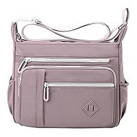 MaNMaNing Crossbody Bag for Women Casual Cotton Medium Size Shoulder Handbag Preppy Multiple Pockets Zipper Messenger Bag