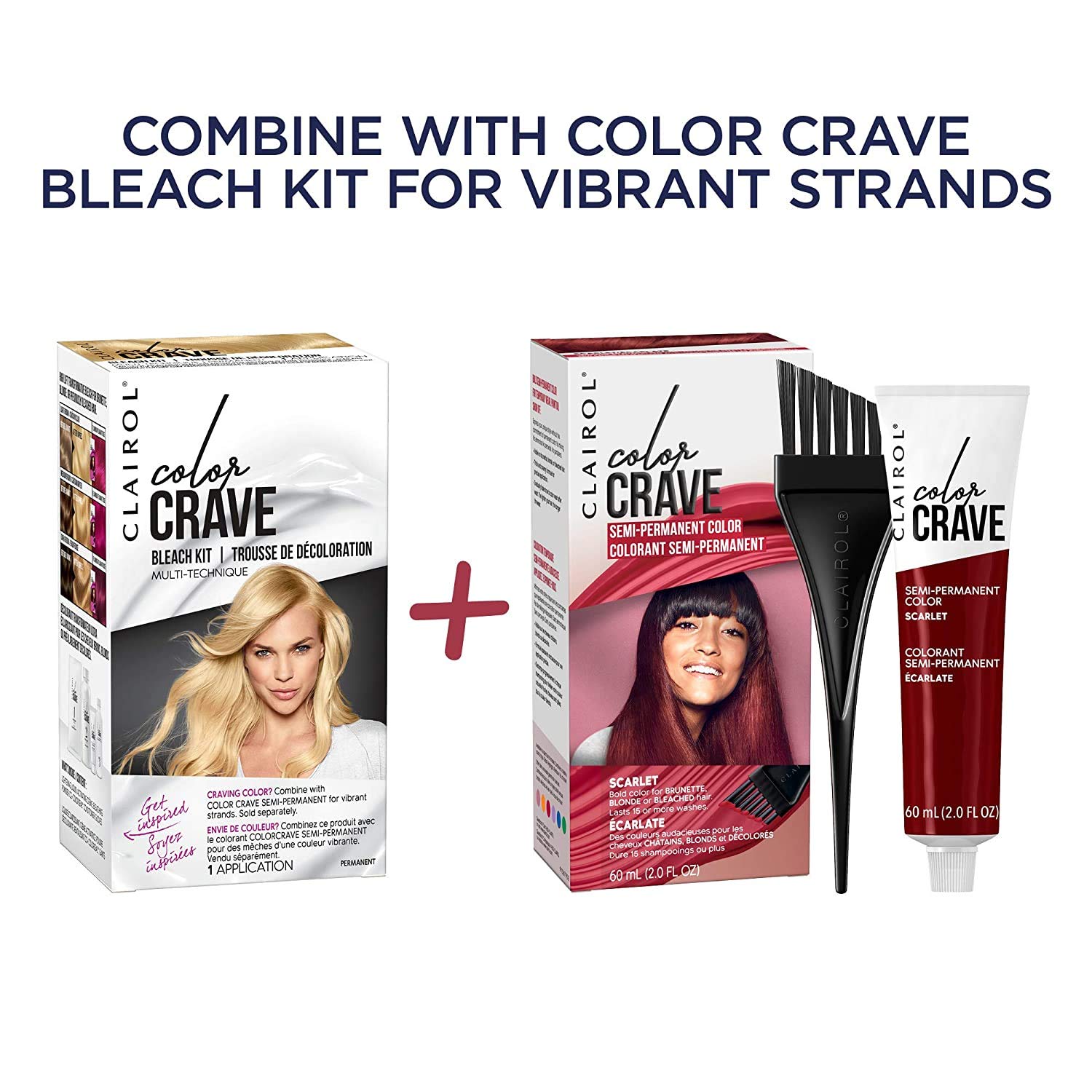 Clairol Color Crave Semi-Permanent Hair Dye, Scarlet Hair Color, 1 Count