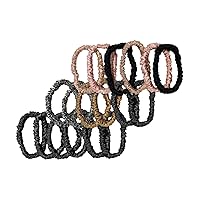 SLIP Pure Silk Skinny Scrunchie Bundle - Includes 3 Sets of Slip Silk Scrunchies in Black, Pink, Caramel, Gold, Leopard & Midnight Collection (Charcoal, Navy, Silver) (6 Per Set, 18 Scrunchies Total)