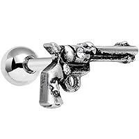 Body Candy 16G Womens 6mm 316L Stainless Steel Rockin Revolver Gun Cartilage Earring Tragus Jewelry 1/4