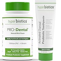 Hyperbiotics Vegan Pro Dental ENT and Spearmint Charcoal Toothpaste | Probiotic Bundle | Freshen Bad Breath | 90 Count Tablets and 4oz Tube