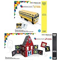CreateOn 123 School Bus and ABC Schoolhouse Magna-Tiles Set Bundle The Original Magnetic Tiles Preschool Learning Hands on Fun for Ages 3+