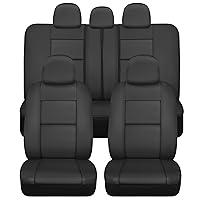 BDK Croc Skin Faux Leather Full Set Black – Front and Back Split Bench Seat Covers, Airbag Compatible, Interior Covers for Cars Trucks Vans and SUVs