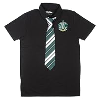 Harry Potter Slytherine Black Costume Uniform Polo with Tie (Large)