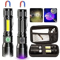 Black Light Flashlights, 3-in-1 UV Flashlight Rechargeable, Powerful Bright LED Flashlight with Magnetic COB Flash Light 1000 Lumens, 7 Modes Waterproof Flashlight for Camping Pet Urine Detection