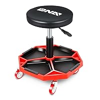 DNA MOTORING TOOLS-00253 Adjustable Height Pneumatic Garage Seat Rolling Mechanic Stool with Tool Tray Storage,300lbs Max Weight Capacity