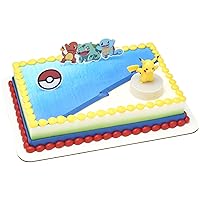 DecoSet® Pokémon Light Up Pikachu Cake Topper, 3 Piece Decoration Set, Birthday Decorations For All Size and Shape Cakes | For Birthday And Celebrations