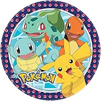 amscan 9904820-66 - Pokémon Birthday Party Paper Plates - 8 Pack