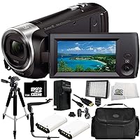 Sony HDR-CX405 HD Handycam Camcorder 11PC Accessory Bundle – Includes 2X Replacement Batteries + AC/DC Rapid Home & Travel Charger + 64GB MicroSD Memory Card + More